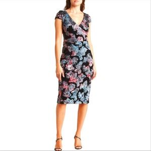 New Dress the population Jaleah Sequins Velvet Sheath Dress Black Multi